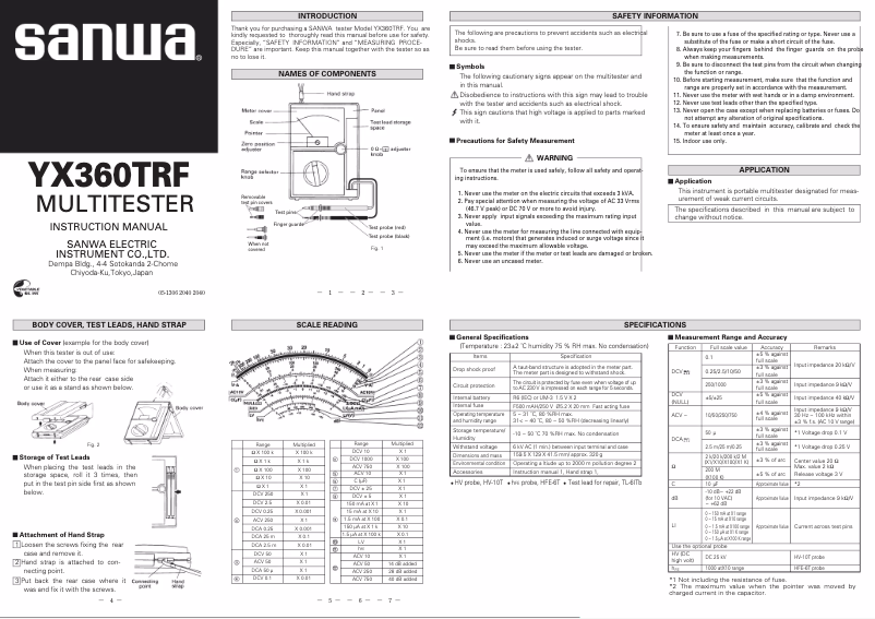 Page n°1 - Manuel utilisateur Sanwa YX360TRF