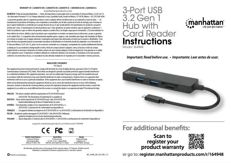 Page 1 de la notice Manuel utilisateur Manhattan 164948