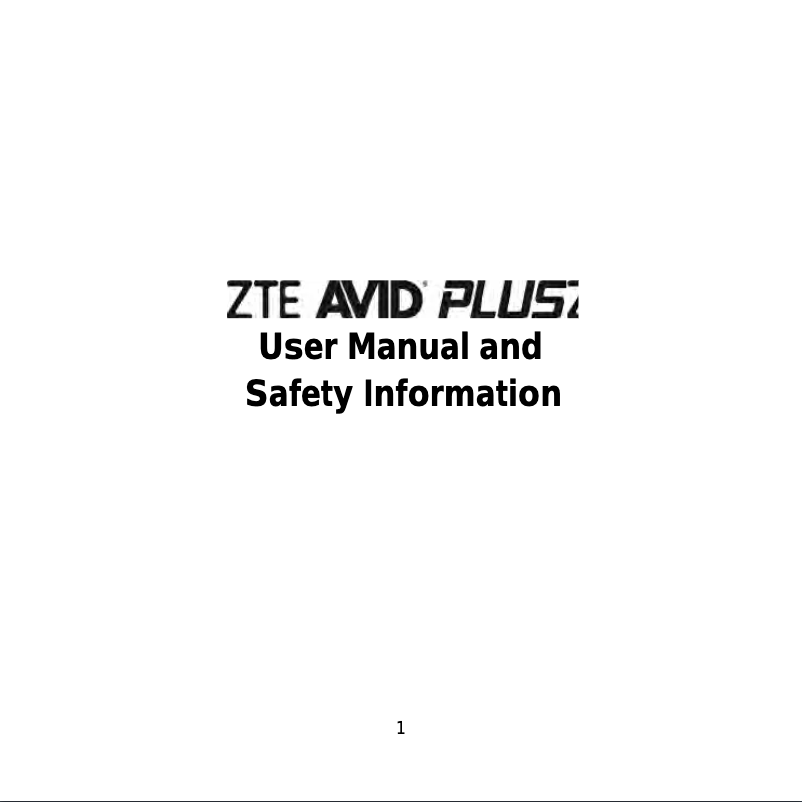 Page n°1 - Manuel utilisateur ZTE Avid Plus