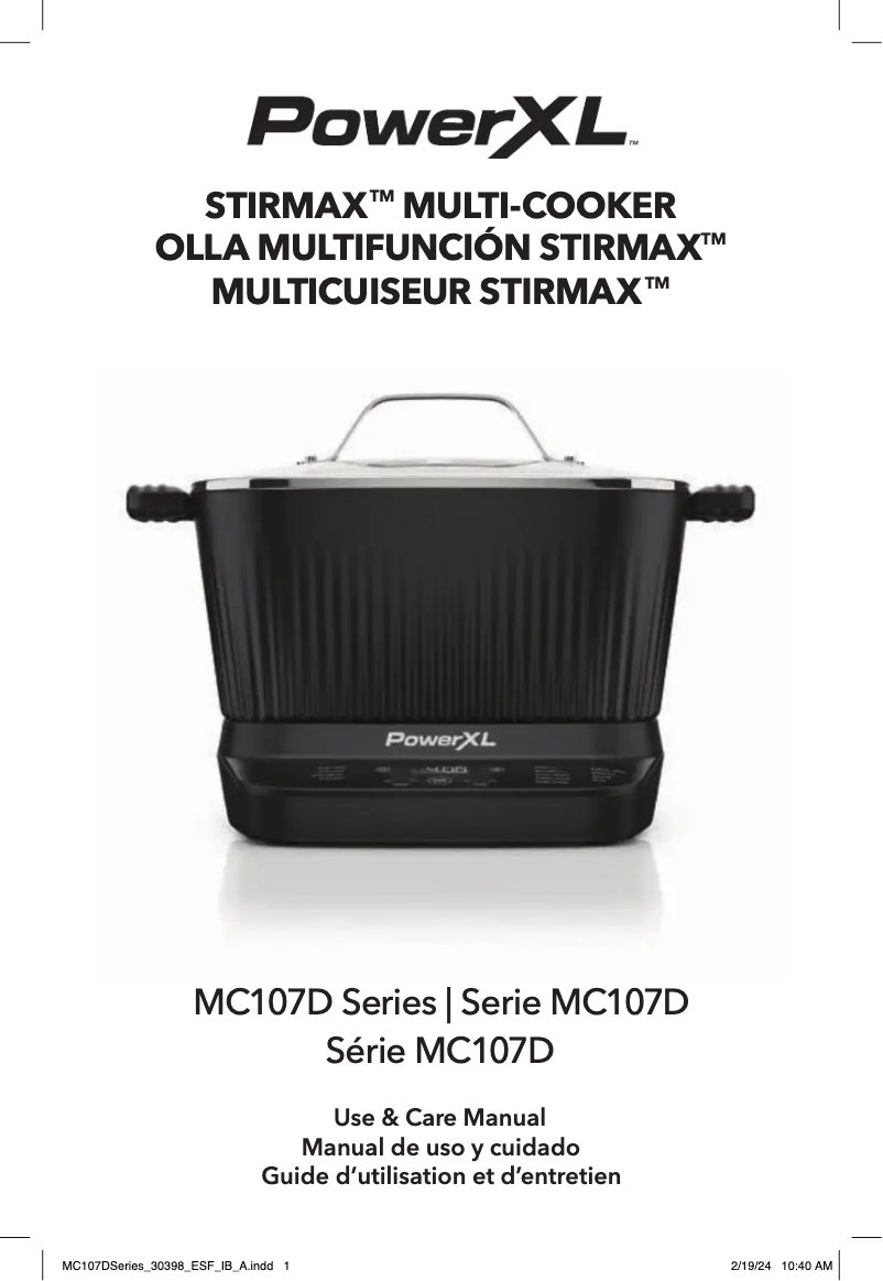 Page 1 de la notice Manuel utilisateur PowerXL StirMax MC107D-6GPTV