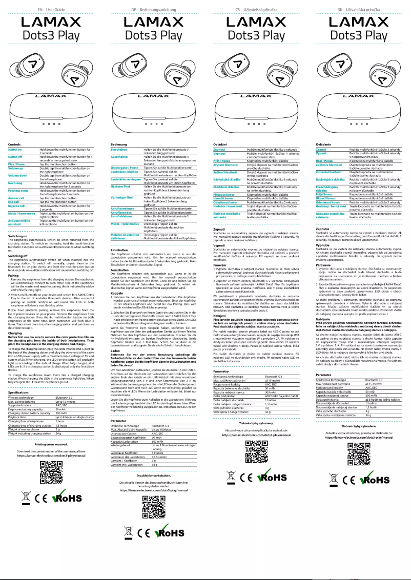 Page n°1 - Manuel utilisateur Lamax Dots3 Play