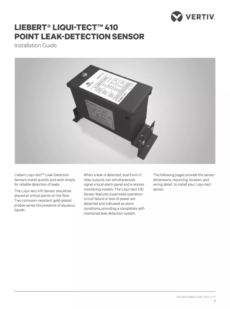 Page n°1 - Manuel utilisateur Emerson Liqui-tect 410
