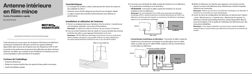 Image de la première page du manuel de l'appareil BE-ANT600HA