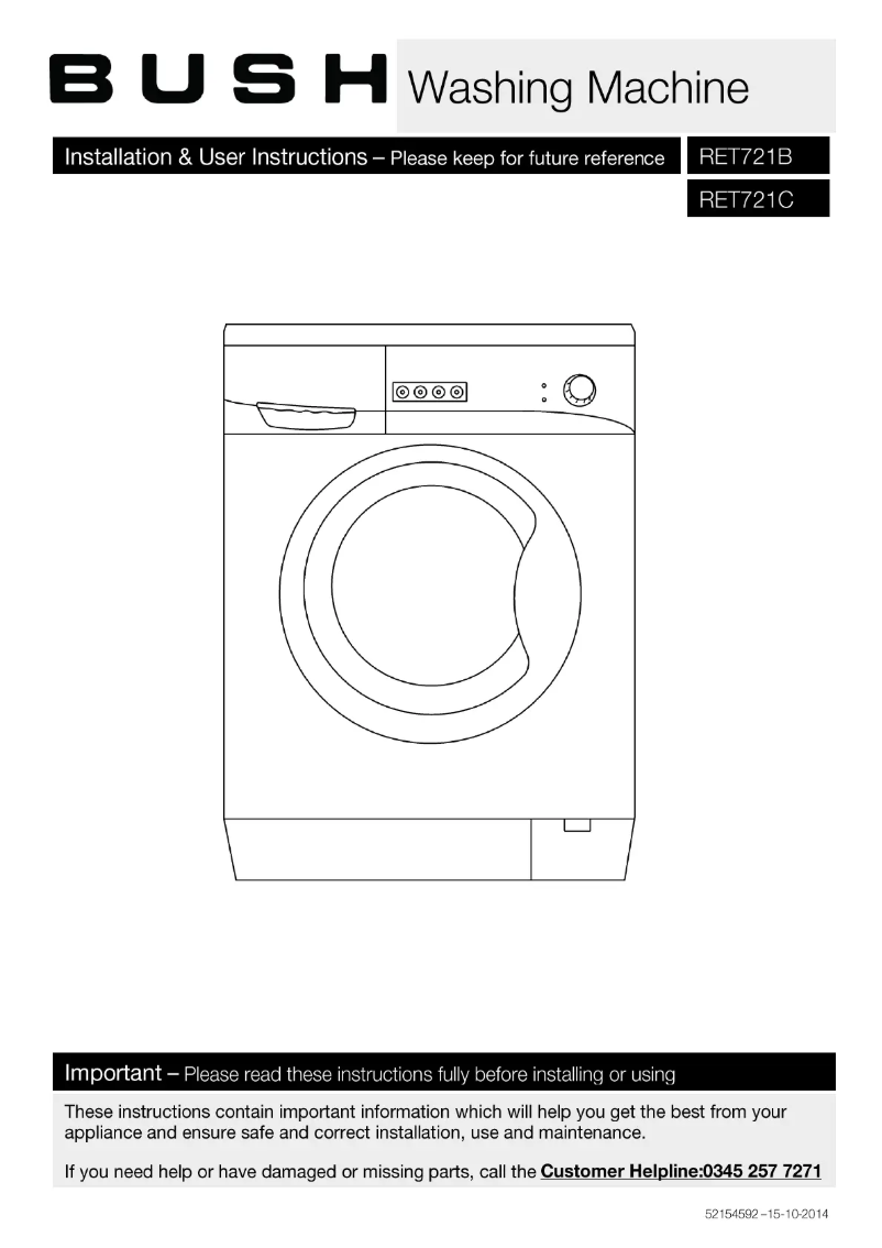 Page 1 de la notice Manuel utilisateur Bush RET721C