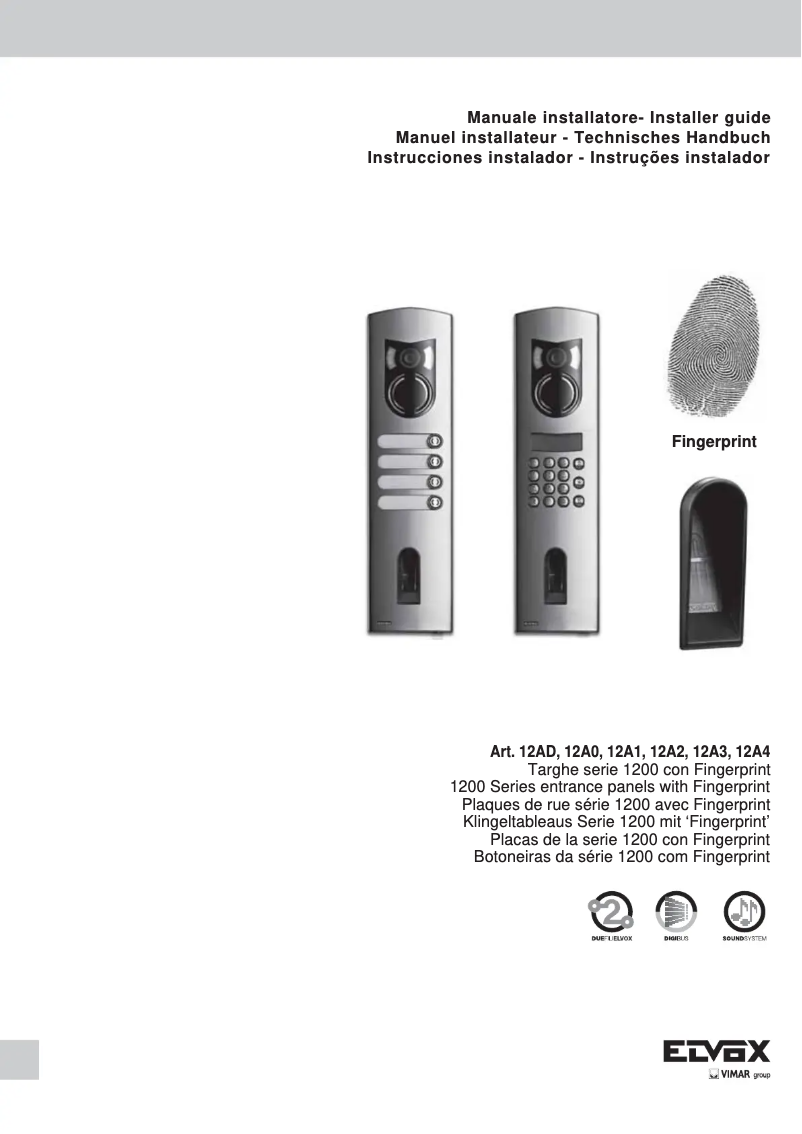 Page n°1 - Manuel utilisateur Vimar ELVOX 12A2
