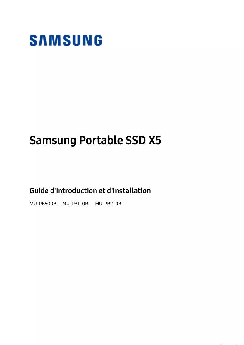 Page 1 de la notice Manuel utilisateur Samsung MU-PB1T0B
