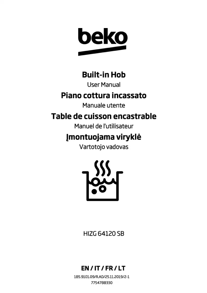 Page 1 de la notice Manuel utilisateur Beko HIZG 64120 SB