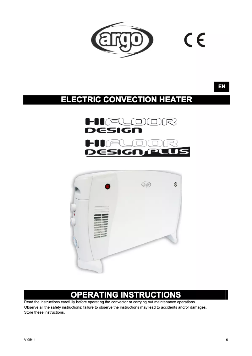 Page n°1 - Manuel utilisateur Argoclima Hi Floor Design Plus
