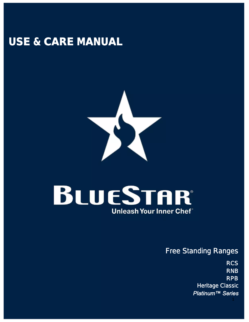 Page n°1 - Manuel utilisateur BlueStar RNB24GV2CC