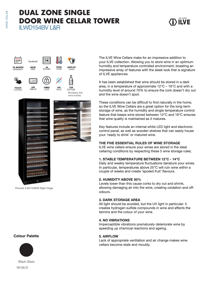 Page 1 de la notice Fiche technique Ilve ILWD154XL