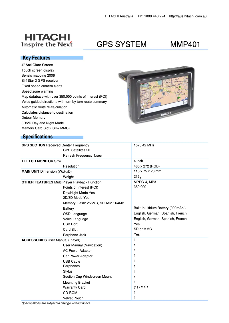 Page n°1 - Brochure Hitachi MMP401