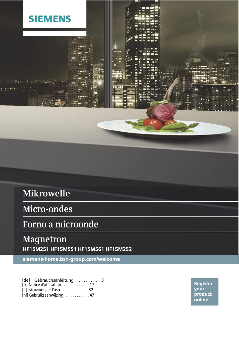 Page 1 de la notice Manuel utilisateur Siemens HF15M551