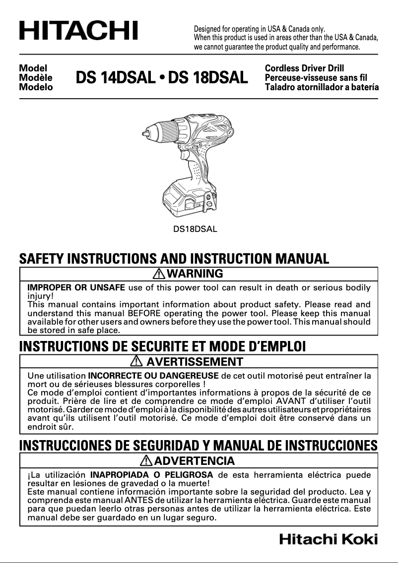 Page n°1 - Manuel utilisateur Hitachi DS 14DSAL