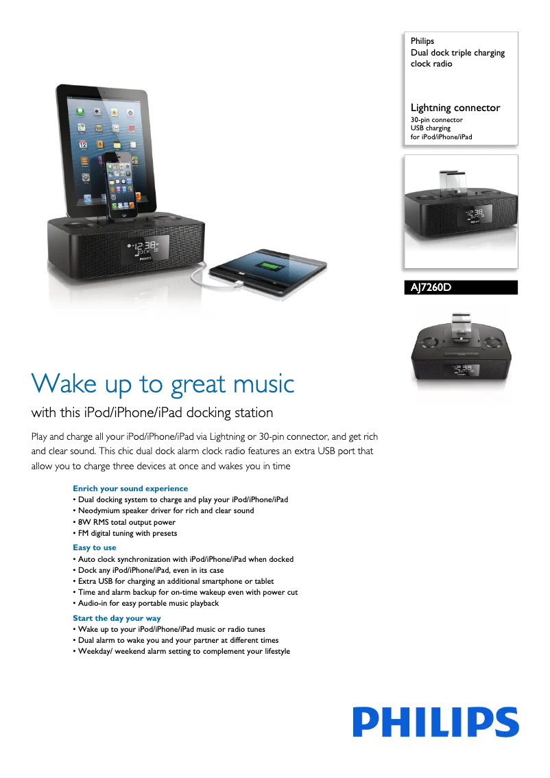 Page 1 de la notice Fiche technique Philips AJ7260D
