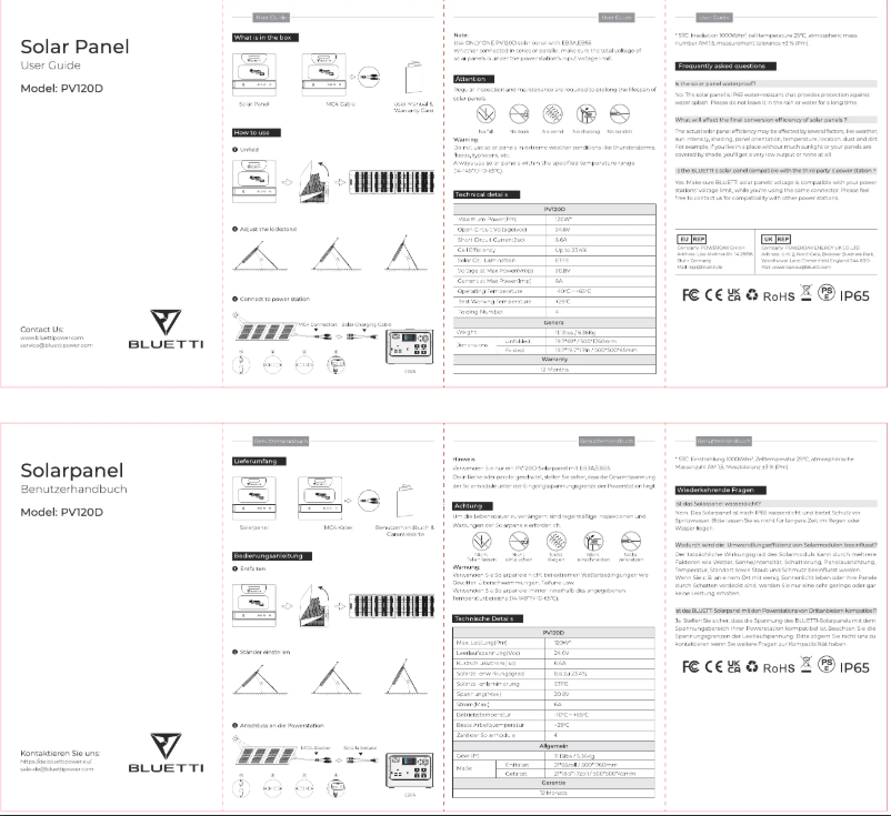 Image de la première page du manuel de l'appareil PV120D