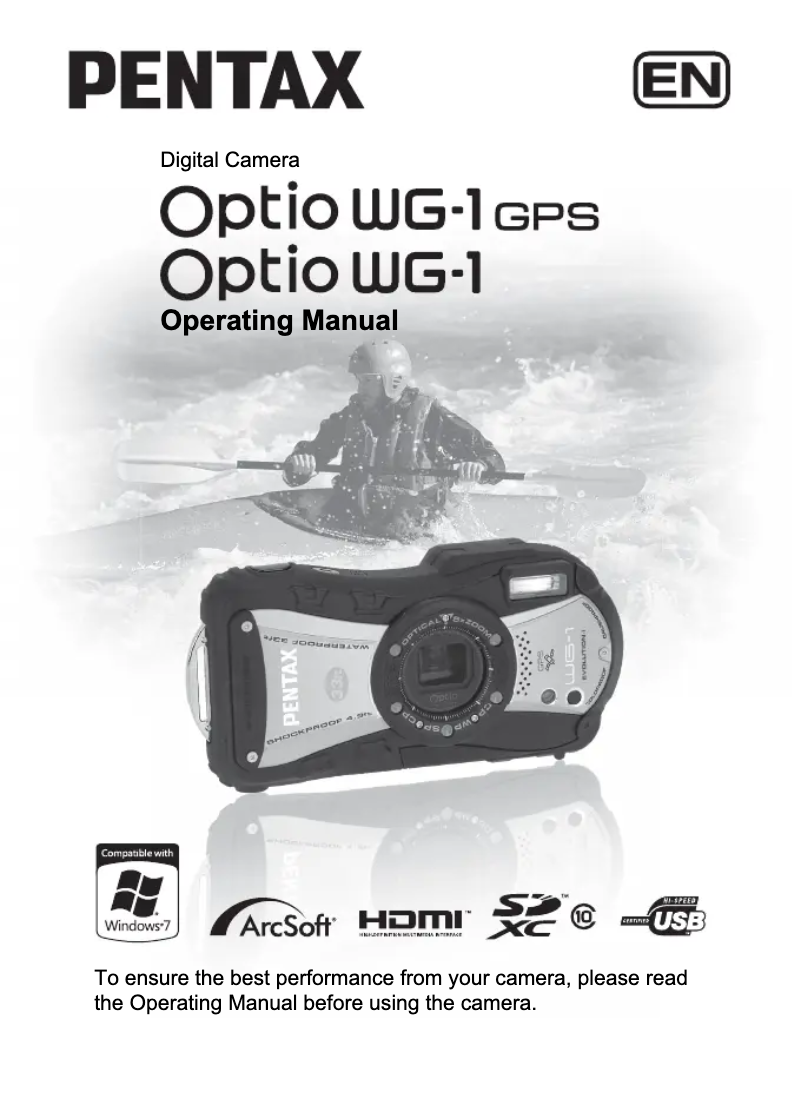 Imagen de la primera página del manual del dispositivo Optio WG-1