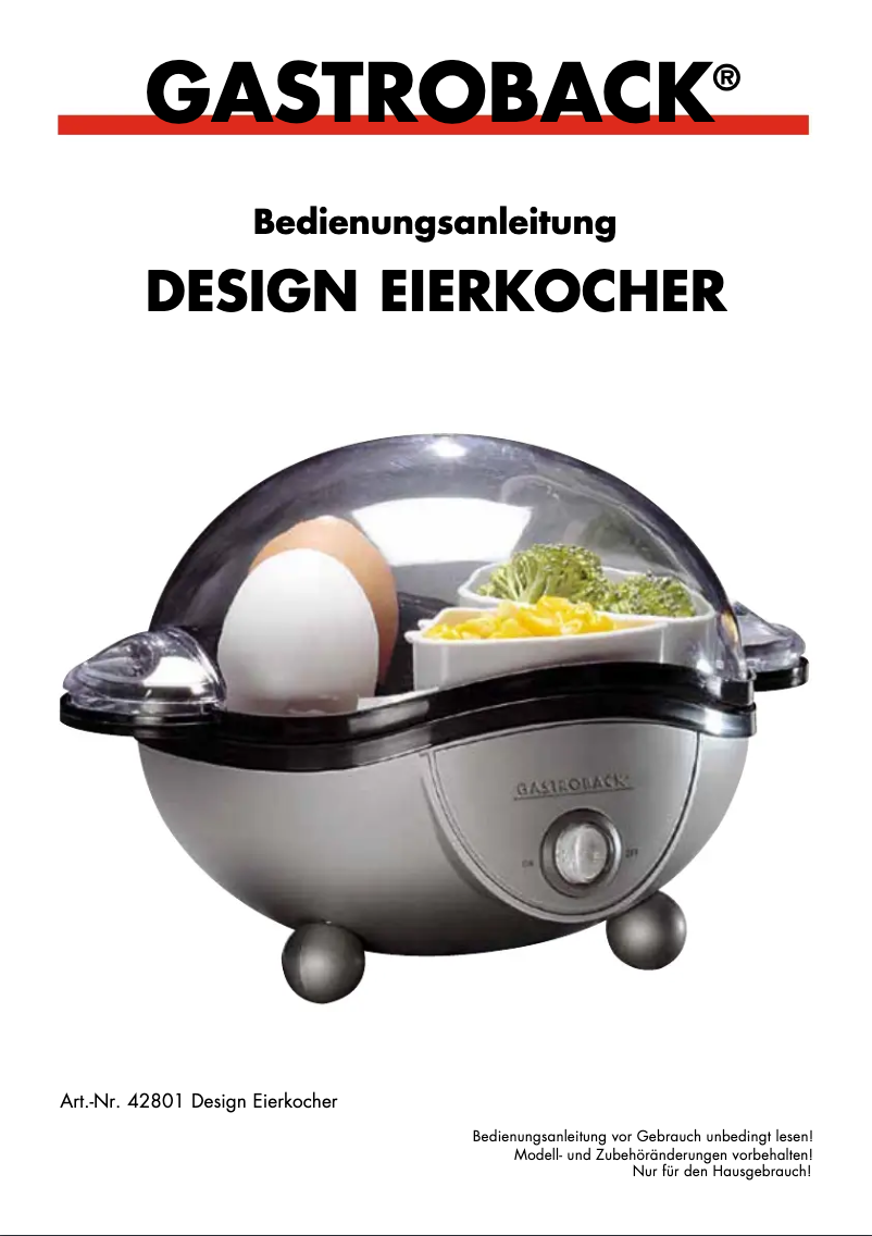 Page 1 de la notice Manuel utilisateur Gastroback Design 42801
