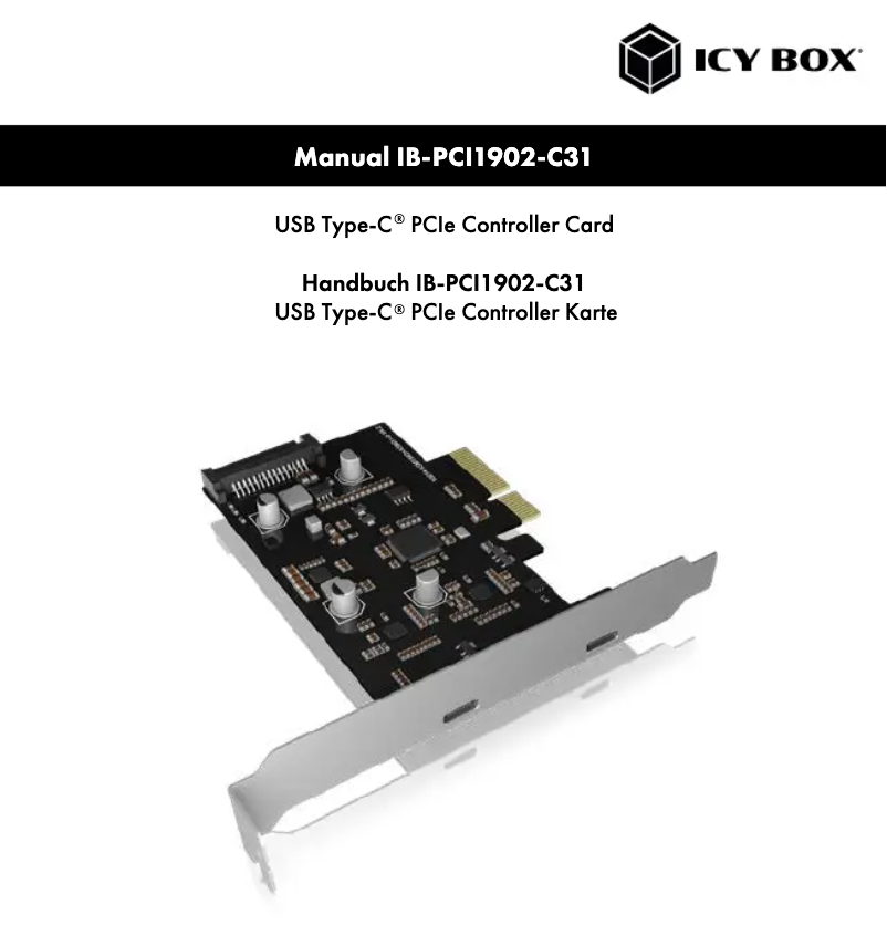 Página 1 del manual Manual de usuario Icy Box IB-PCI1902-C31