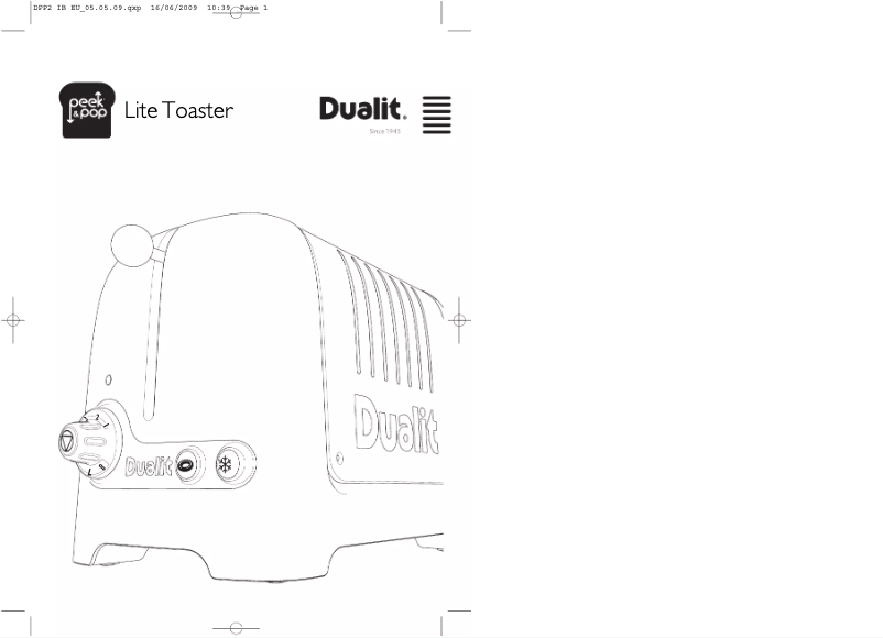 Page 1 de la notice Manuel utilisateur Dualit Lite 2S