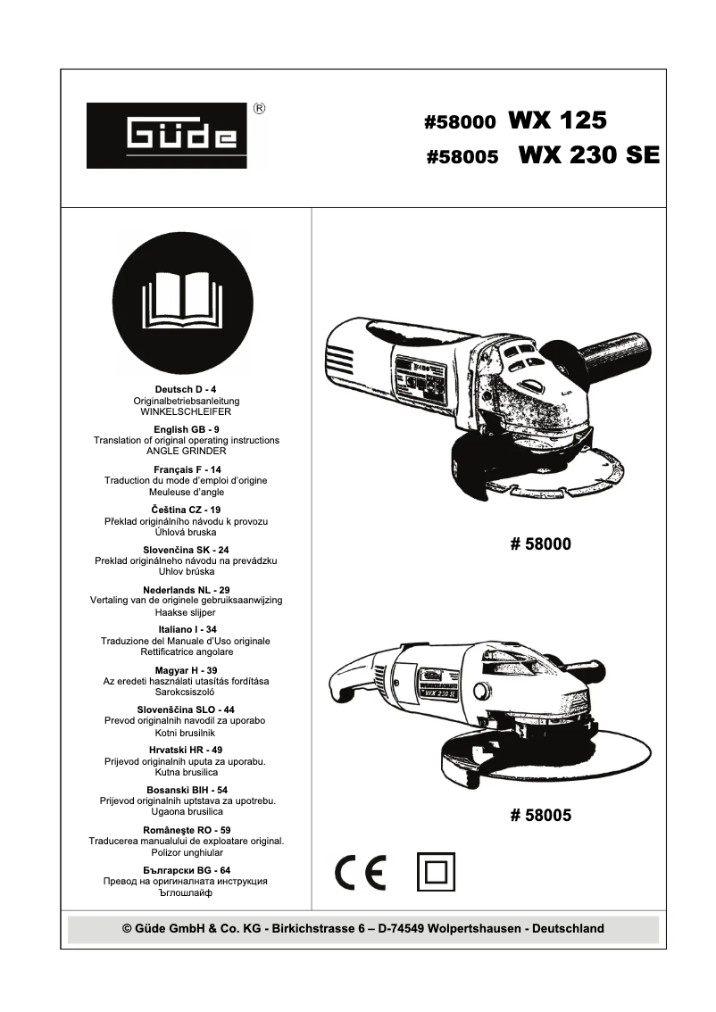 Image de la première page du manuel de l'appareil WX 125