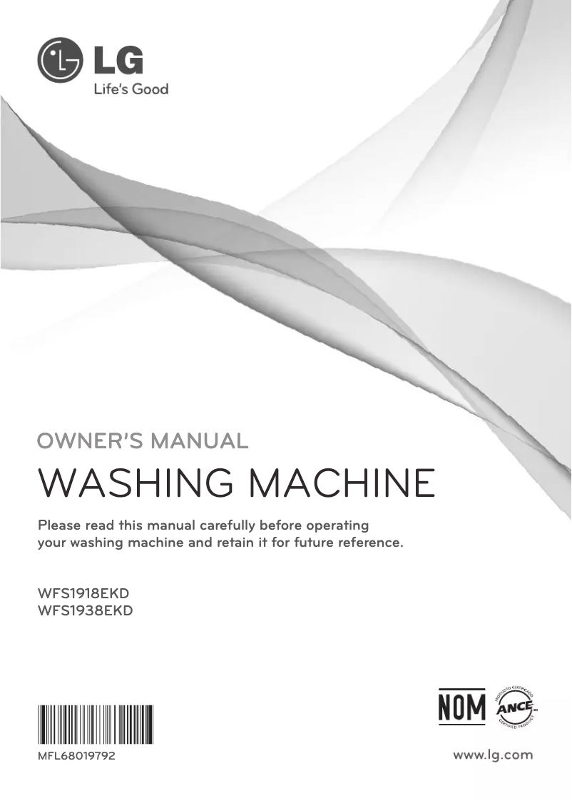 Page 1 de la notice Manuel utilisateur LG WFS1918EKD
