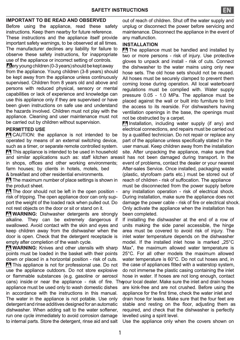 Page 1 de la notice Instructions de sécurité Bauknecht BCIO 3O33 PLE S CH