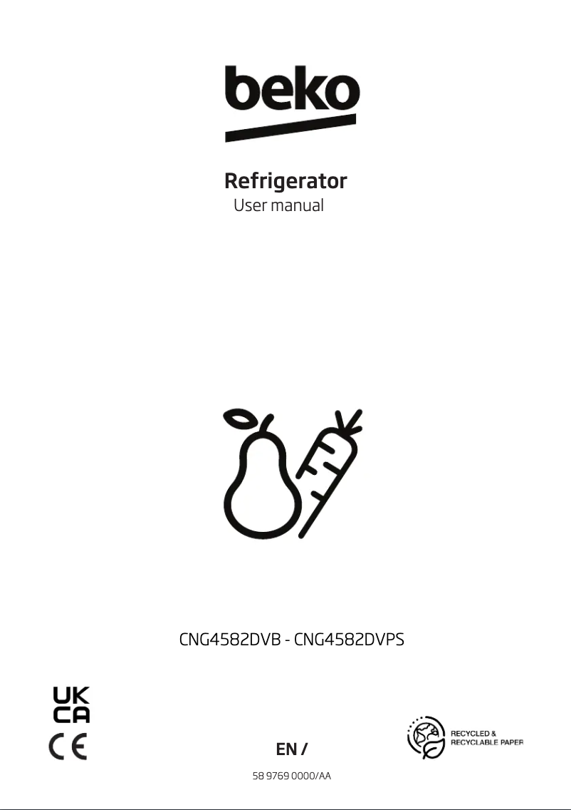 Page 1 de la notice Manuel utilisateur Beko CNG4582DVB