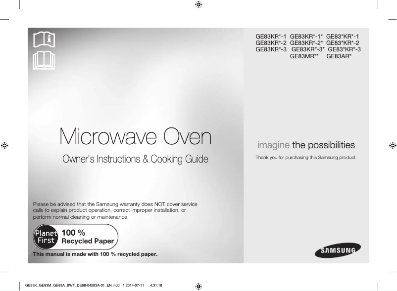 Page n°1 - Manuel utilisateur Samsung GE83KRS-3