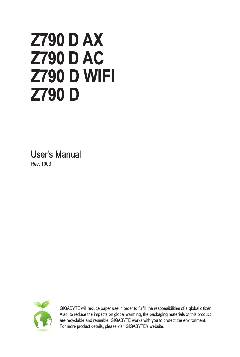 Image de la première page du manuel de l'appareil Z790 D WIFI