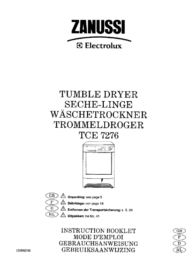 Image de la première page du manuel de l'appareil TCE7276