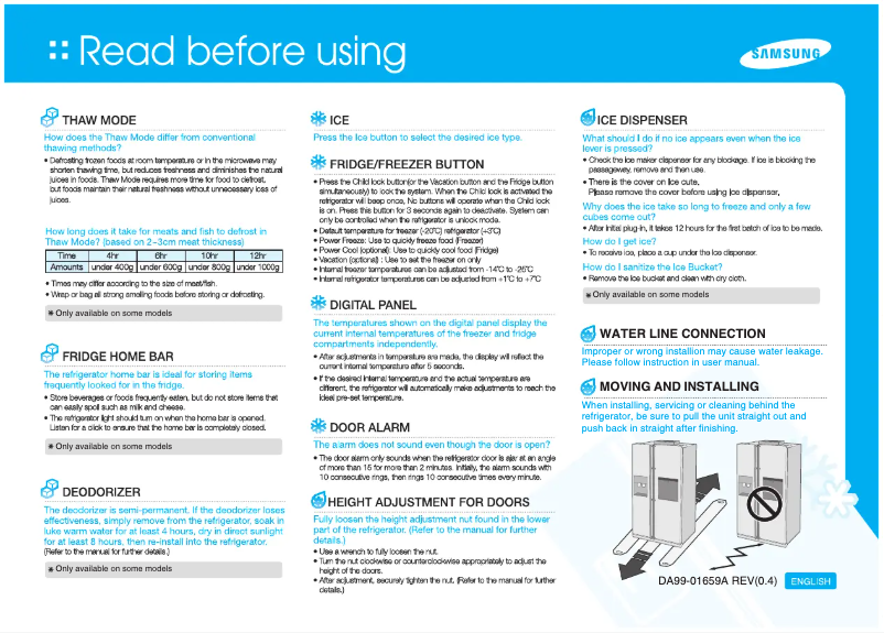 Page 1 de la notice Guide d'installation Samsung RSH7UNBP