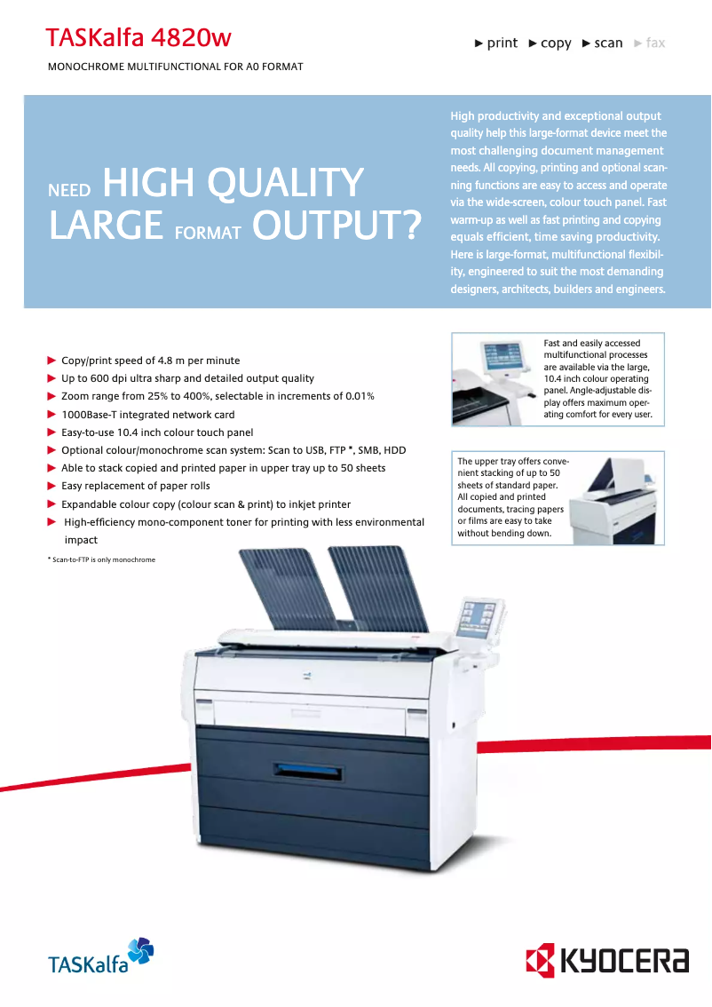 Image de la première page du manuel de l'appareil TASKalfa 4820w