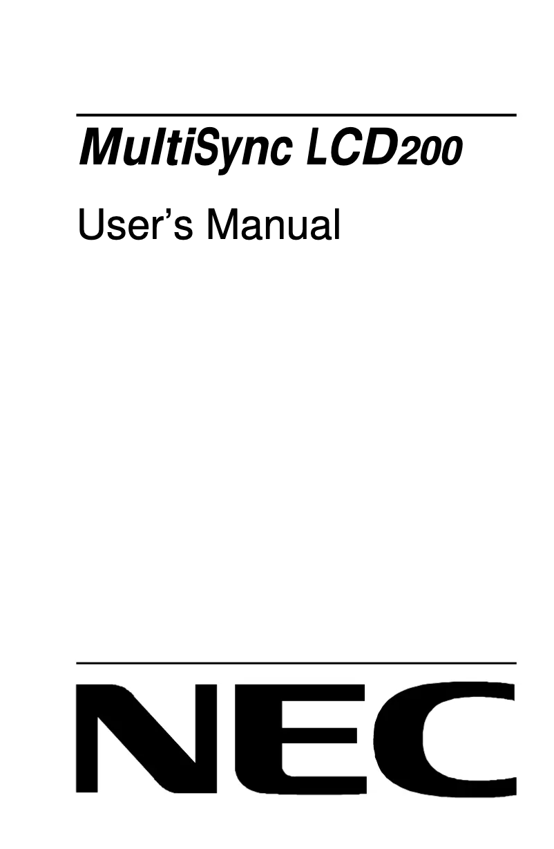 Imagen de la primera página del manual del dispositivo MultiSync LCD 200