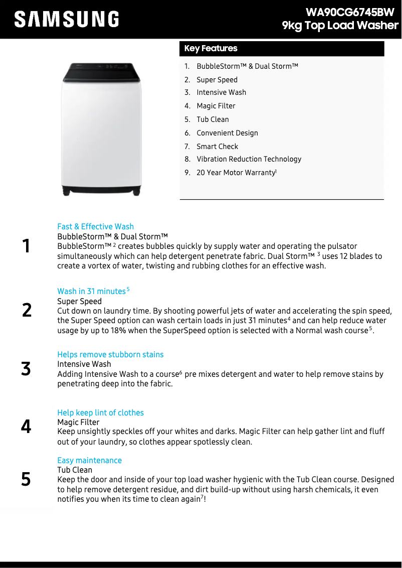 Image de la première page du manuel de l'appareil WA90CG6745BW