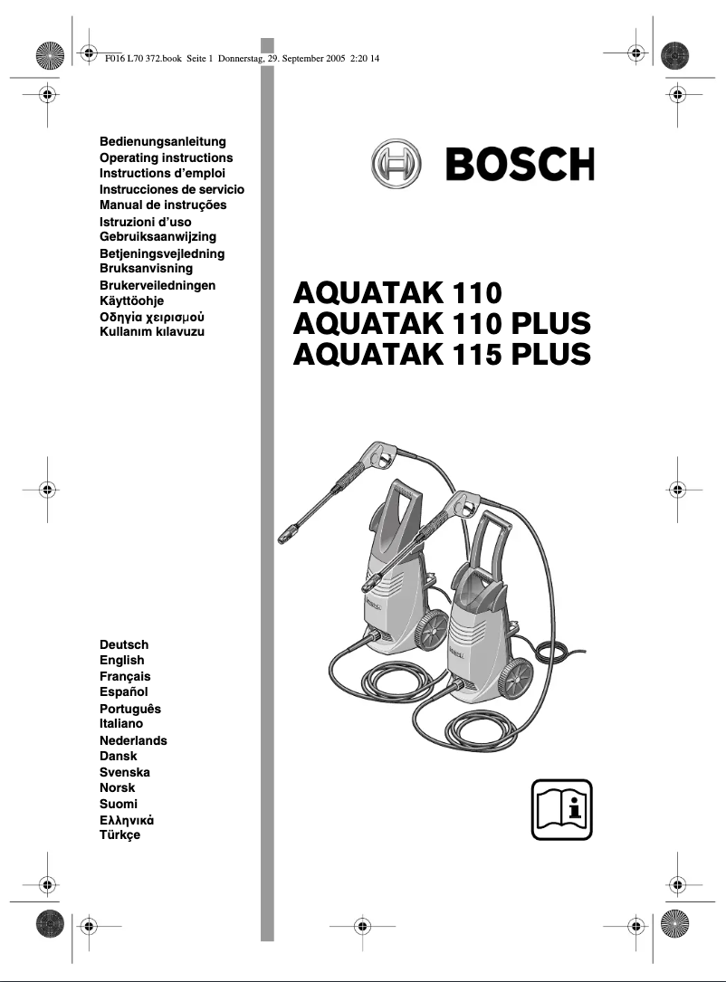 Page n°1 - Manuel utilisateur Bosch Aquatak 110 Plus