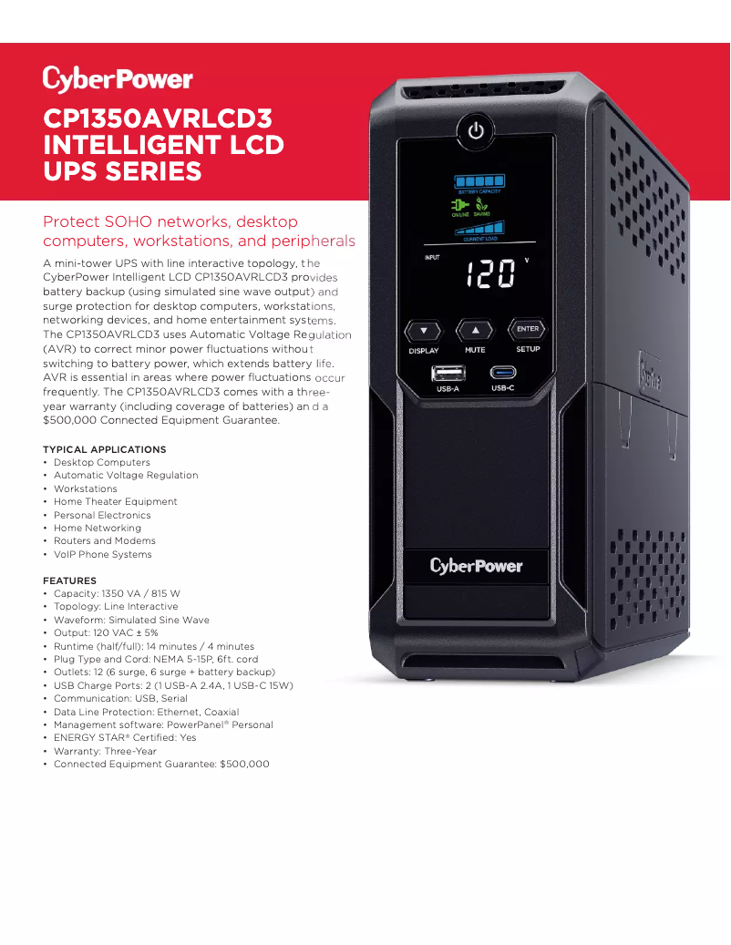 Image de la première page du manuel de l'appareil CP1350AVRLCD3