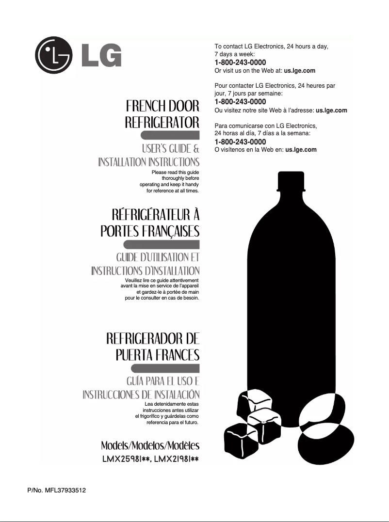 Page 1 de la notice Manuel utilisateur LG LMX25981ST