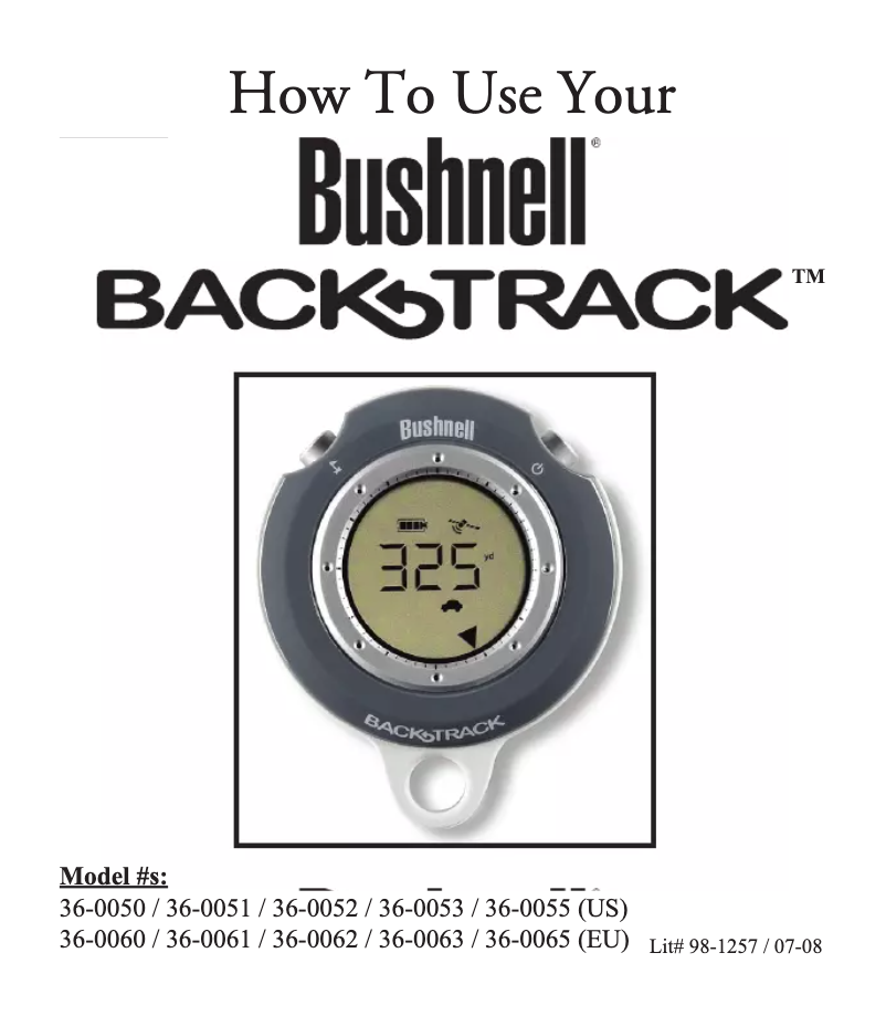 Page n°1 - Manuel utilisateur Bushnell BackTrack Original