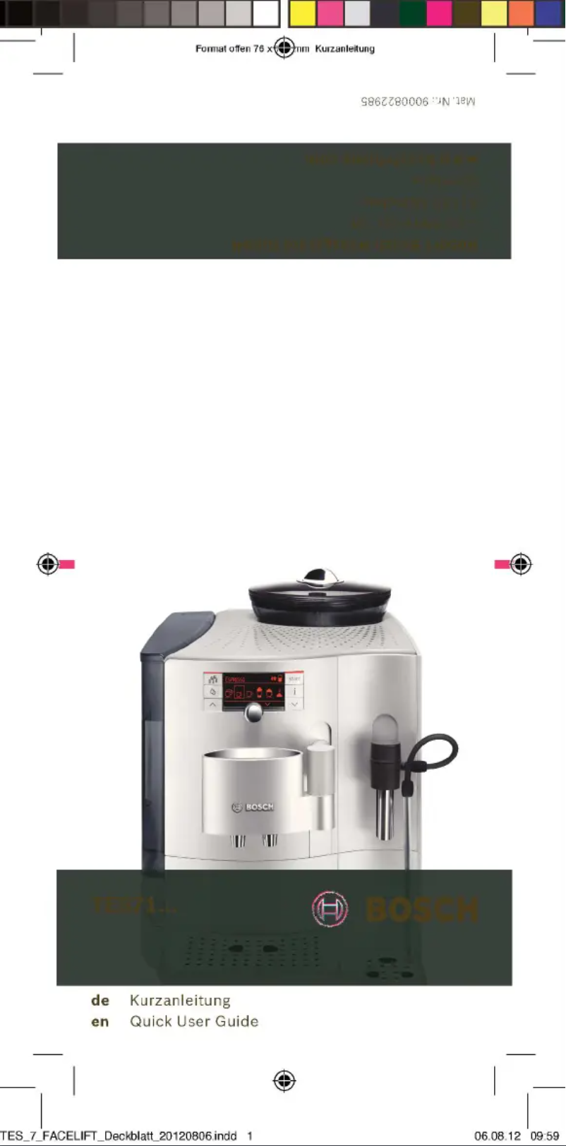Page n°1 - Manuel utilisateur Bosch VeroBar AromaPro 100 TES71159DE