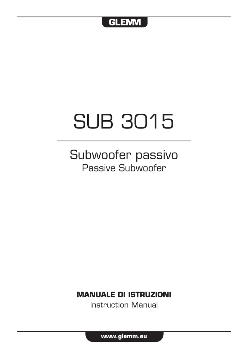Page n°1 - Manuel utilisateur Glemm SUB 3015