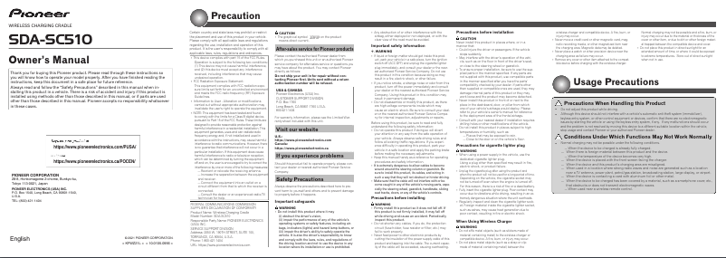 Page 1 de la notice Manuel utilisateur Pioneer SDA-SC510