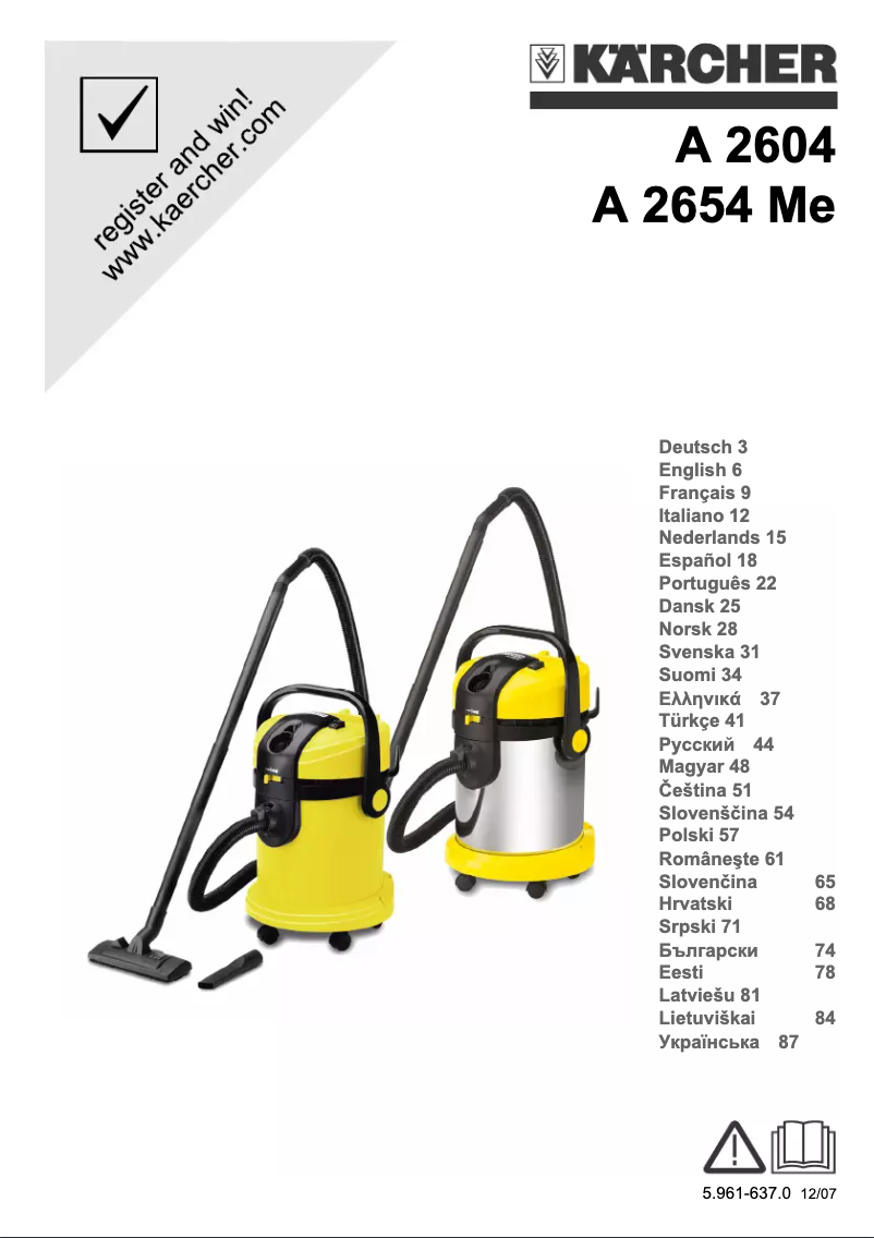 Page n°1 - Manuel utilisateur Kärcher A 2654 ME