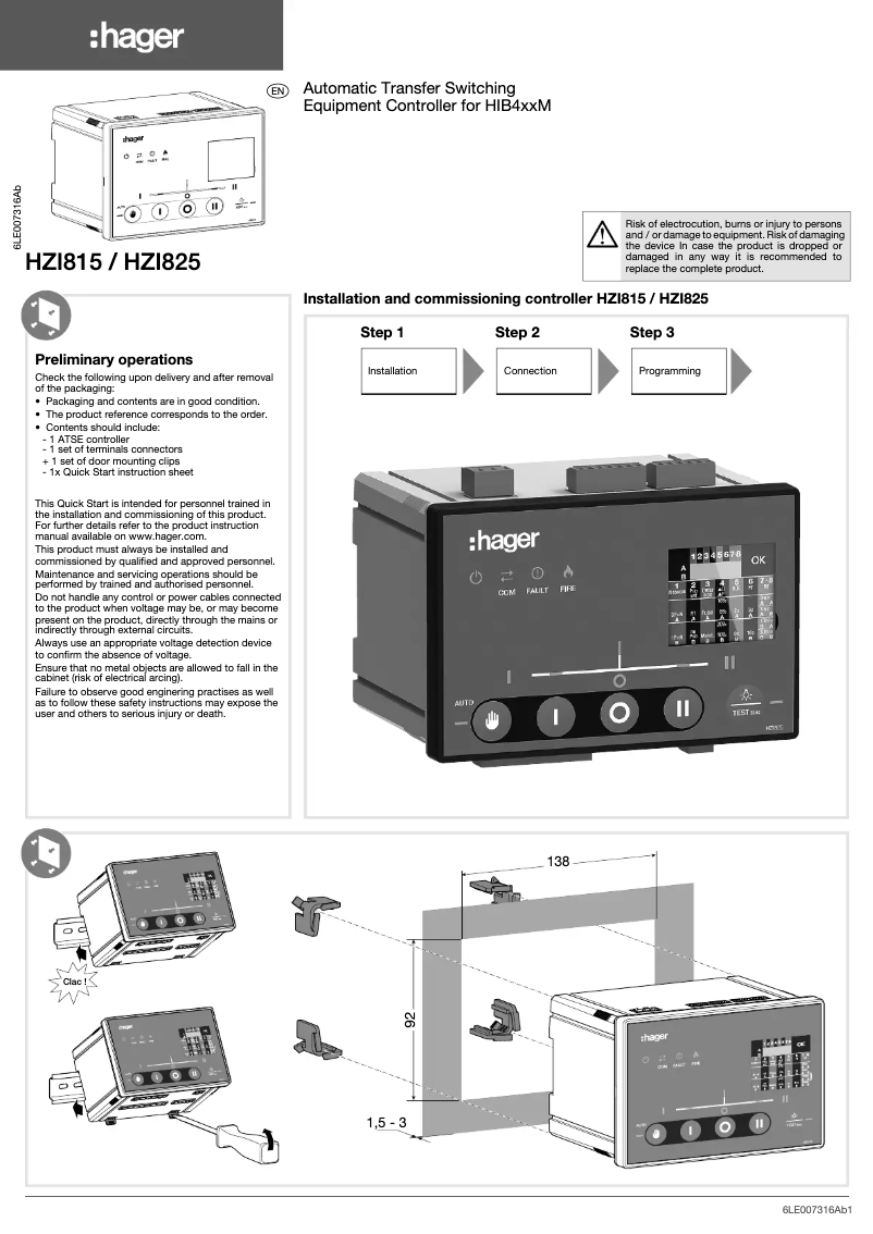 Image de la première page du manuel de l'appareil HZI825