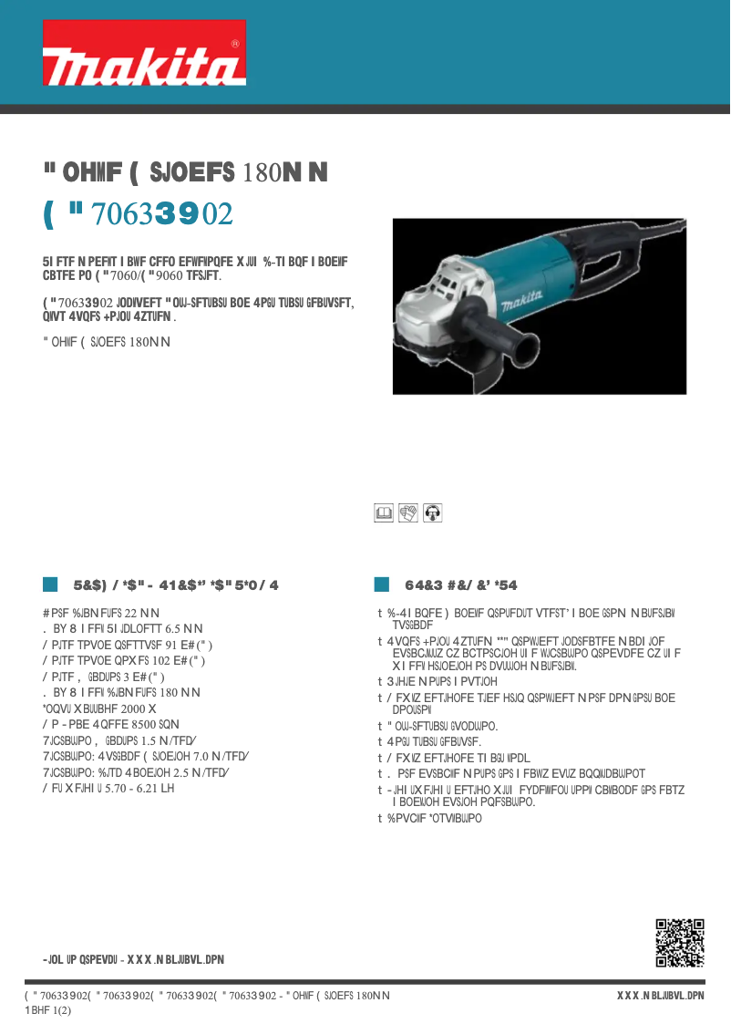 Page n°1 - Fiche technique Makita GA7063RX02