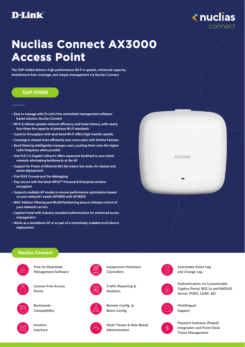 Image de la première page du manuel de l'appareil Nuclias Connect DAP-X3060