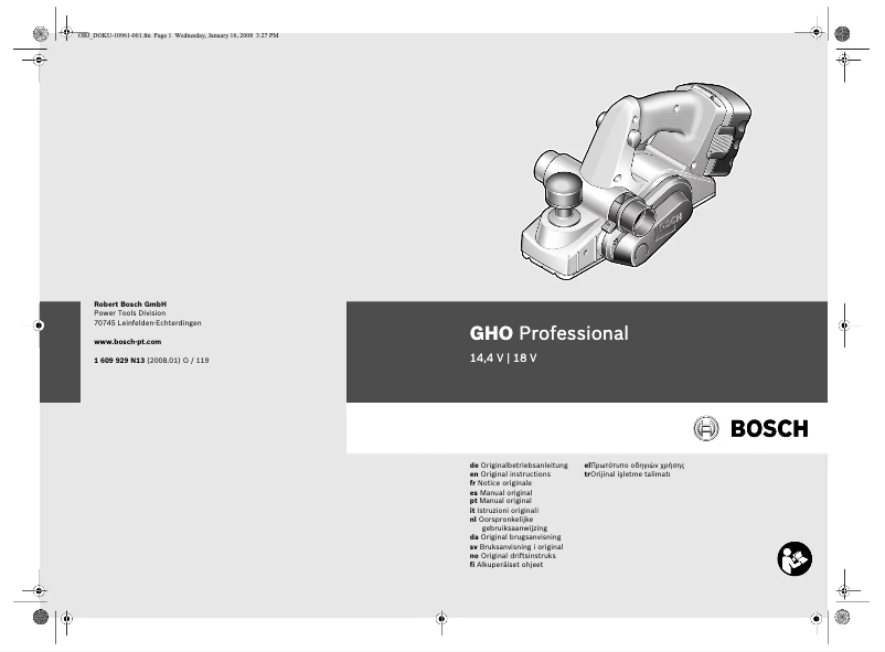 Page 1 de la notice Manuel utilisateur Bosch GHO 18 V