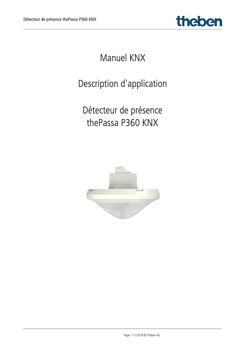 Page 1 de la notice Manuel utilisateur Theben thePassa P360 KNX UP