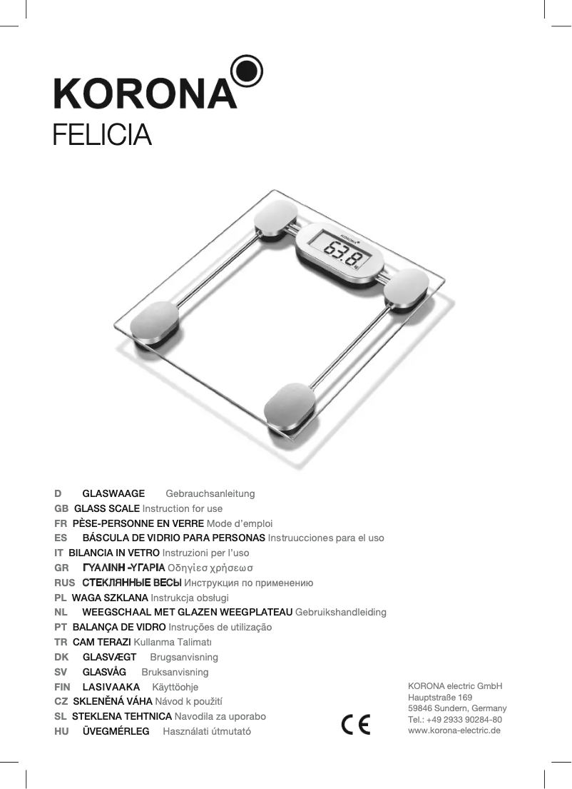 Page n°1 - Manuel utilisateur Korona Felicia