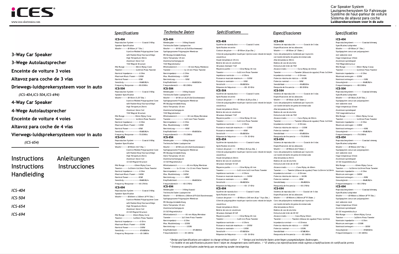 Image de la première page du manuel de l'appareil ICS 404