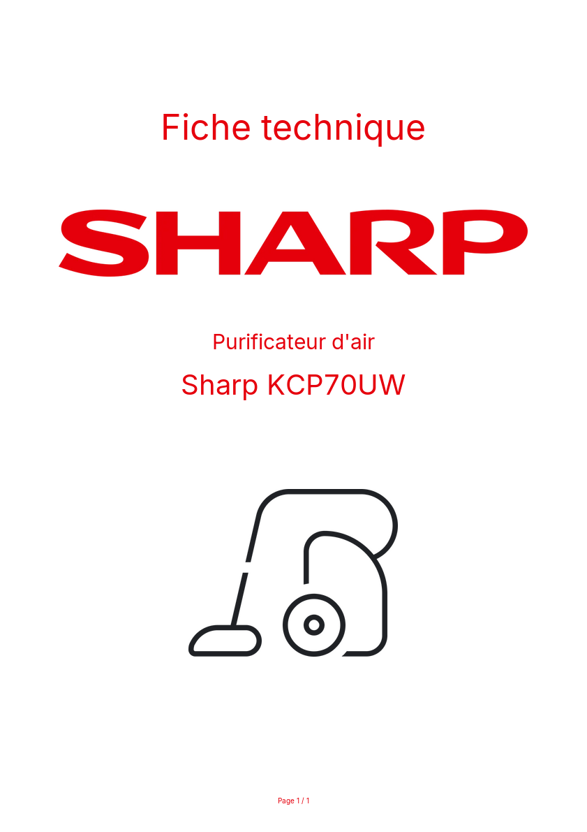 Page n°1 - Fiche technique Sharp KCP70UW